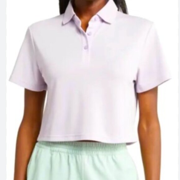Outdoor Voices Small S Cropped Polo Shirt Birdie collar Lavender Lilac Purple - Picture 2 of 7